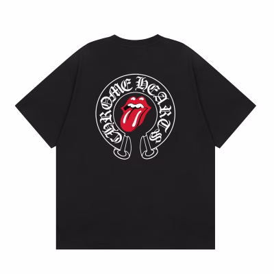 Chrome Hearts Red Tongue Horseshoe T-Shirt Black