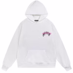 Chrome Hearts Pink Cemetery Cross Hoodie White