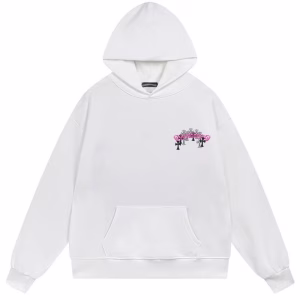 Chrome Hearts Pink Cemetery Cross Hoodie White