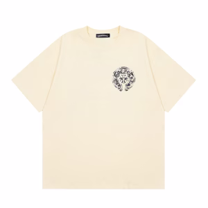 Chrome Hearts Silver Scroll Logo T-Shirt Cream