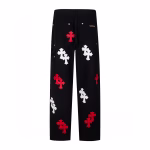 Chrome Hearts Red White Cross Patch Carpenter Jeans