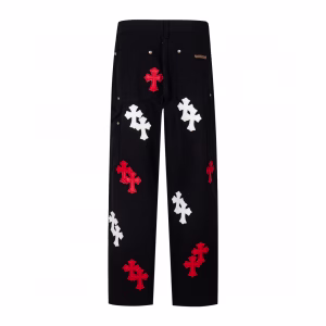 Chrome Hearts Red White Cross Patch Carpenter Jeans