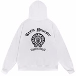 Chrome Hearts Gothic Horseshoe Logo White Hoodie