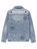 Chrome Hearts Blue Cross Patch Denim Jacket