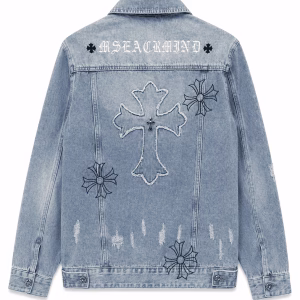Chrome Hearts Blue Cross Patch Denim Jacket