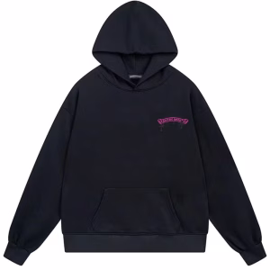 Chrome Hearts Pink Cemetery Cross Hoodie Black