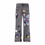 Chrome Hearts Multi Cross Patchwork Distressed Jeans
