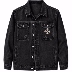 Chrome Hearts Black Orange Cross Denim Jacket