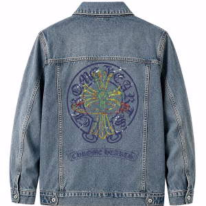 Chrome Hearts Blue Cross Graphic Denim Jacket
