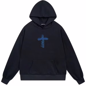 Chrome Hearts Blue Flame Cross Black Hoodie
