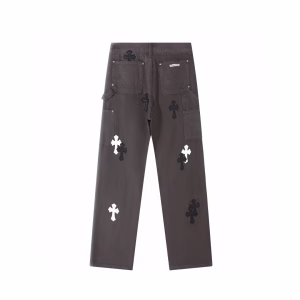 Chrome Hearts Black and White Cross Patch Grey Jeans