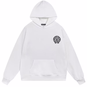 Chrome Hearts Gothic Horseshoe Logo White Hoodie