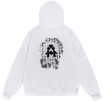 Chrome Hearts Gothic Cross Graphic White Hoodie