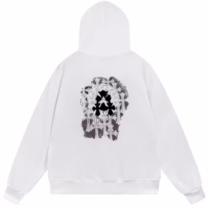 Chrome Hearts Gothic Cross Graphic White Hoodie