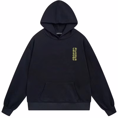 Chrome Hearts Yellow Gothic Logo Hoodie Black