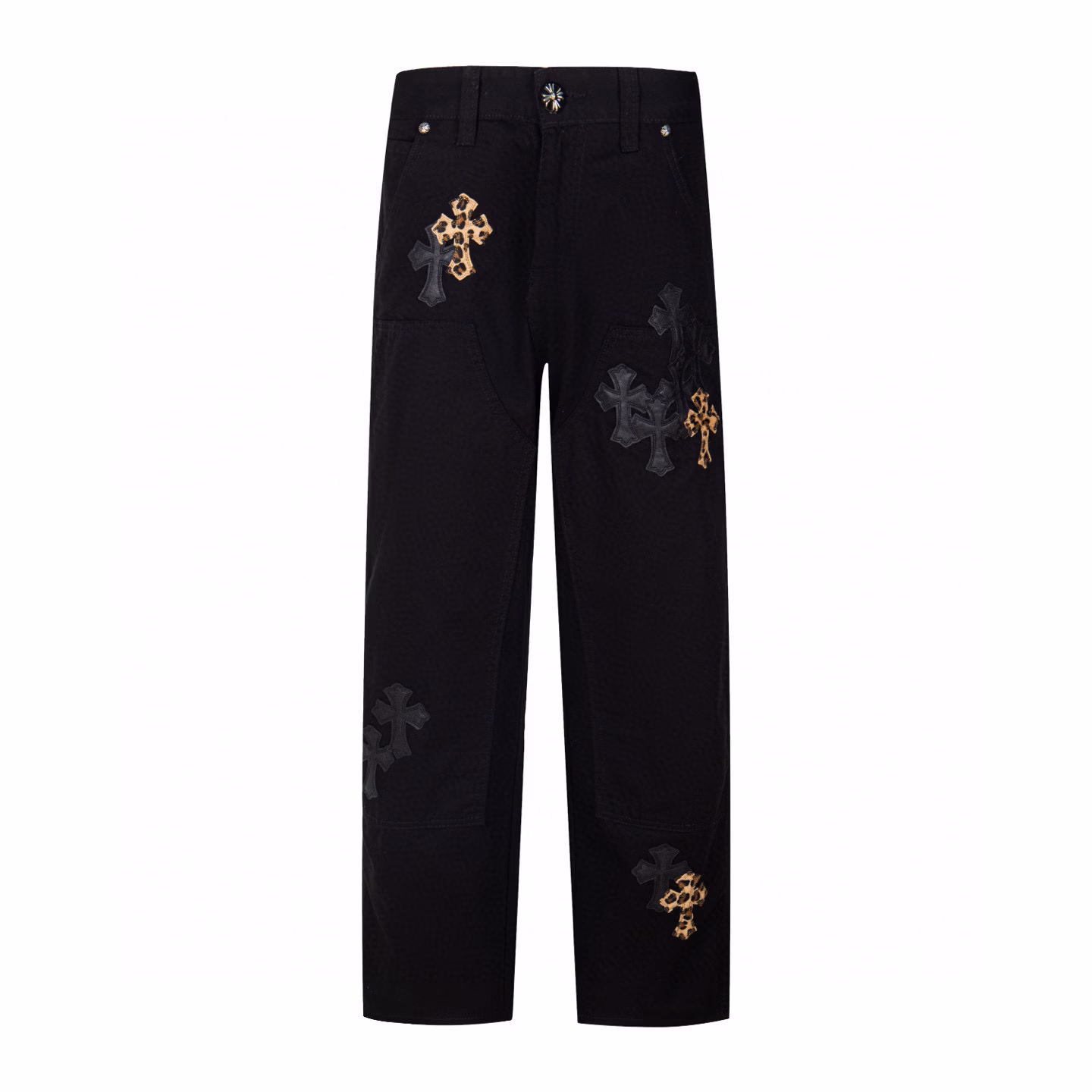 f84d6c59 Chrome Hearts Leopard Cross Patch Jeans
