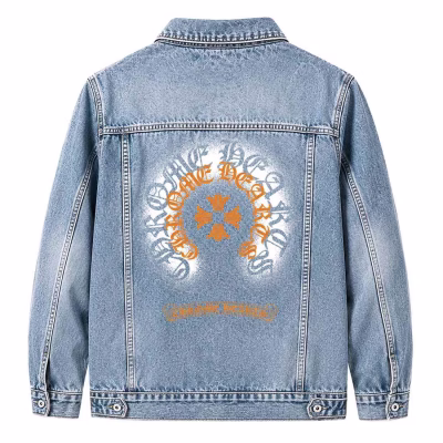 Chrome Hearts Blue Orange Logo Denim Jacket