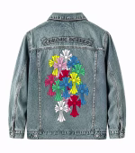 Chrome Hearts Multicolor Cross Floral Denim Jacket