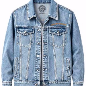 Chrome Hearts Blue Orange Logo Denim Jacket