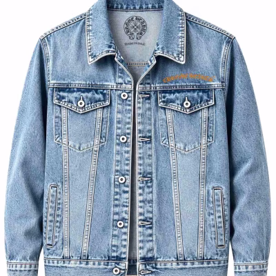 Chrome Hearts Blue Orange Logo Denim Jacket