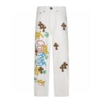Chrome Hearts White Leopard Cross Graphic Jeans