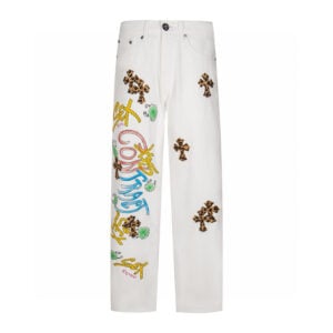 Chrome Hearts White Leopard Cross Graphic Jeans