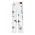 Chrome Hearts White Aqua Leopard Cross Patch Jeans