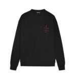 Chrome Hearts Black Red Floral Cross Long Sleeve Shirt