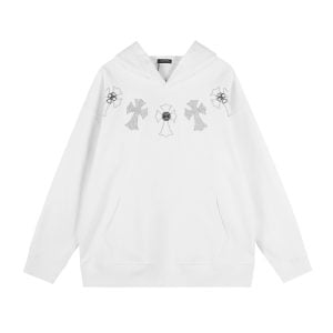 Chrome Hearts White Gothic Cross Pullover Hoodie
