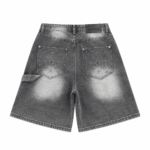 Chrome Hearts Cross Patch Washed Black Denim Shorts