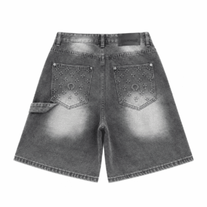 Chrome Hearts Cross Patch Washed Black Denim Shorts
