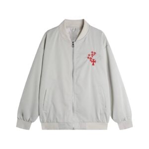 Chrome Hearts Ivory Red Cross Horseshoe Bomber Jacket
