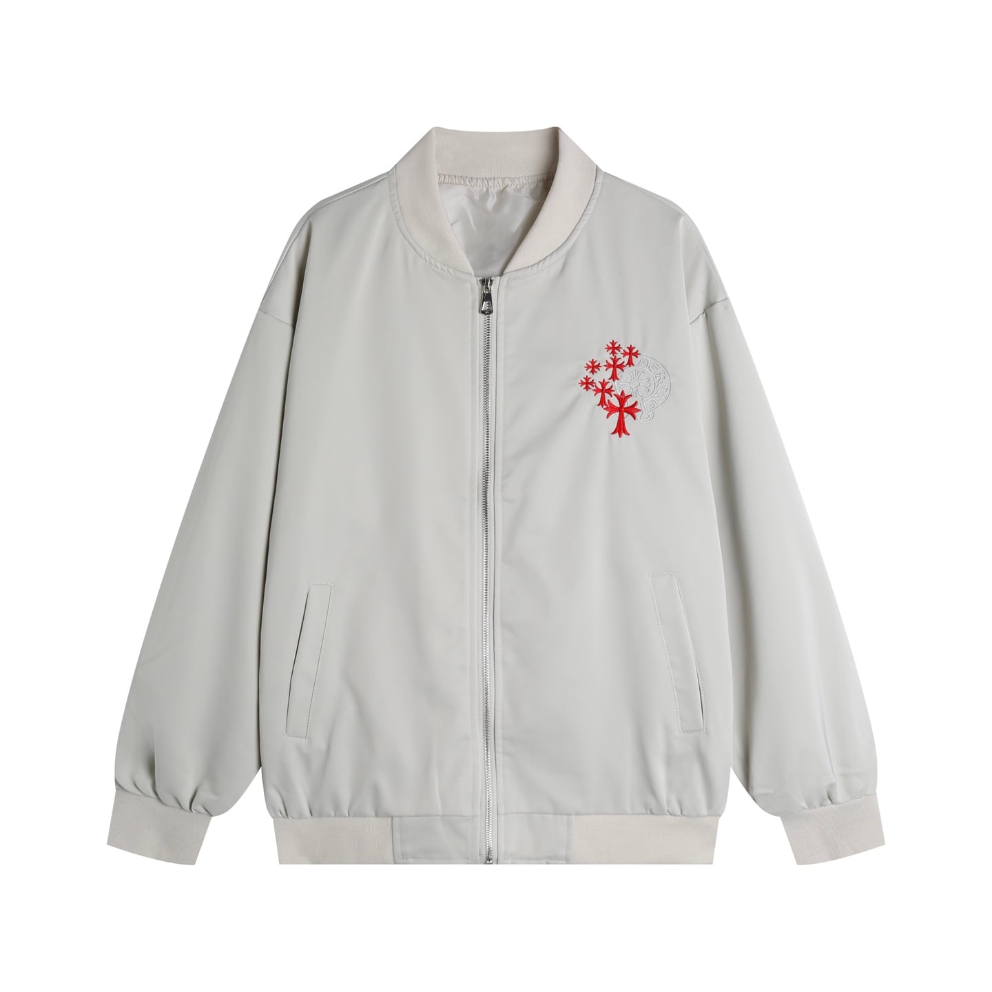 Chrome Hearts Ivory Red Cross Horseshoe Bomber Jacket Chrome Hearts Ivory Red Cross Horseshoe Bomber Jacket