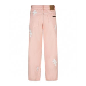 Chrome Hearts Light Pink White Cross Patch Jeans