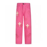 Chrome Hearts Hot Pink Cross Patch Jeans