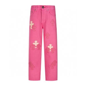 Chrome Hearts Hot Pink Cross Patch Jeans