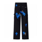 Chrome Hearts Blue Leopard Cross Patch Carpenter Pants