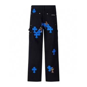 Chrome Hearts Blue Leopard Cross Patch Carpenter Pants