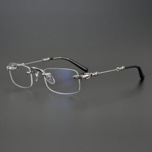 chrome hearts silver rimless cross glasses