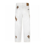 Chrome Hearts White Mental Nation Leopard Cross Jeans