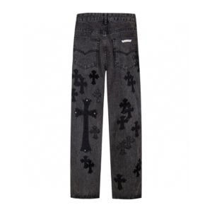 Chrome Hearts Black Denim Cross Patch Jeans