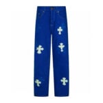 Chrome Hearts Royal Blue Contrast Cross Patch Jeans