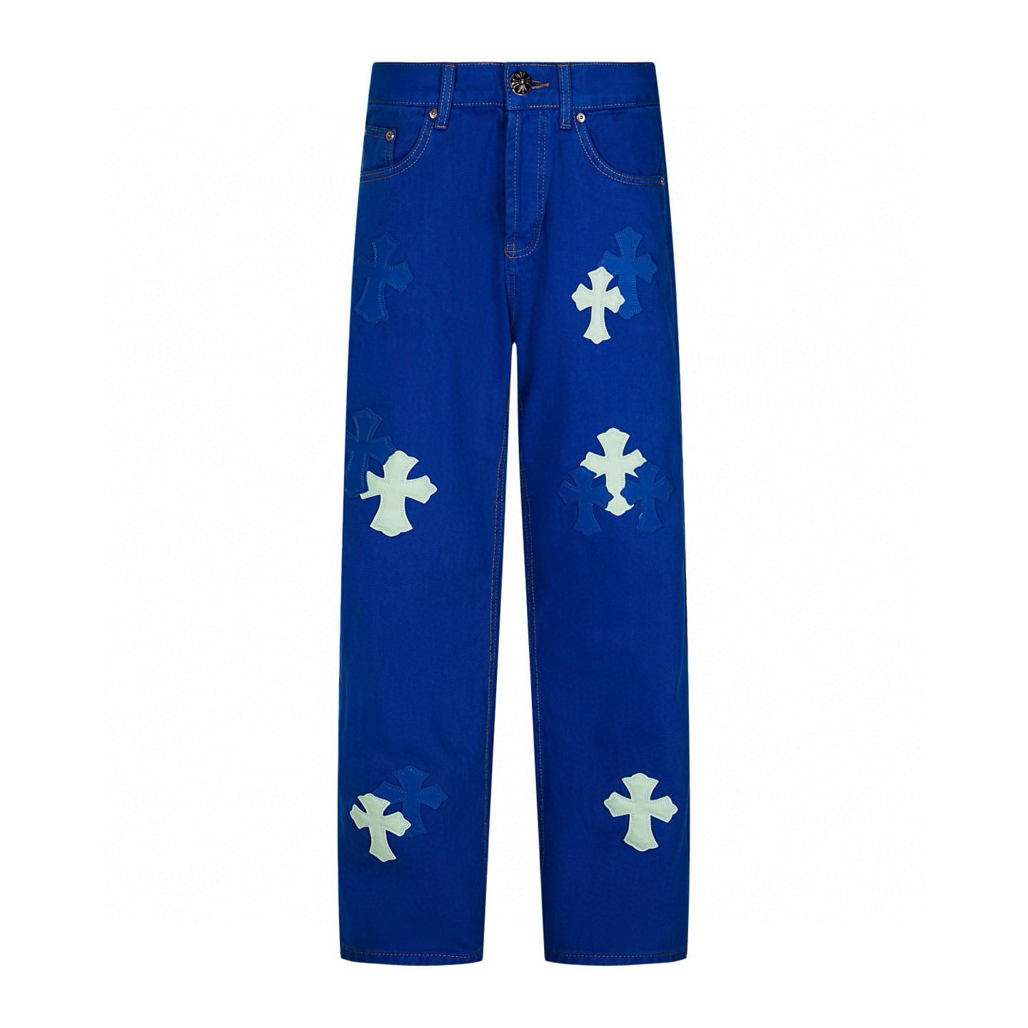 Chrome Hearts Royal Blue Contrast Cross Patch Jeans Chrome Hearts Royal Blue Contrast Cross Patch Jeans