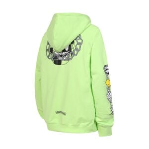 Chrome Hearts Neon Green Chain Graphic Zip-Up Hoodie