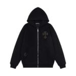Chrome Hearts Studded Triple Cross Zip-Up Hoodie