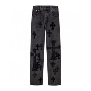 Chrome Hearts Black Denim Cross Patch Jeans
