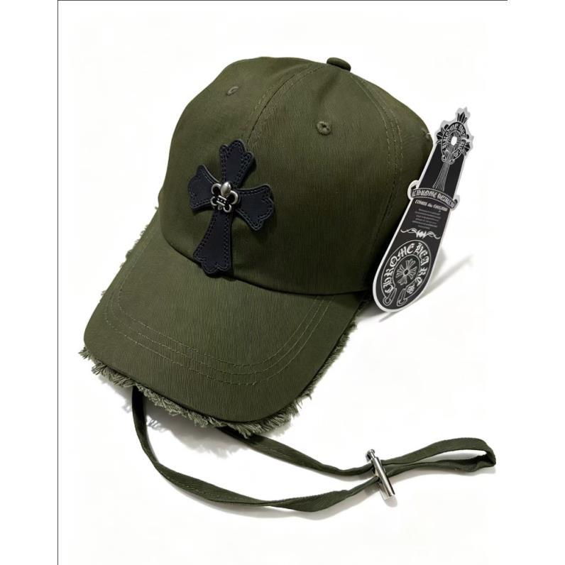Chrome Hearts Olive Green Black Cross Distressed Baseball Cap Chrome Hearts Olive Green Black Cross Distressed Baseball Cap