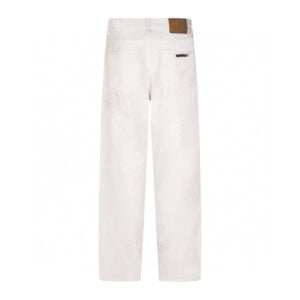 Chrome Hearts White Tonal Cross Star Patch Jeans