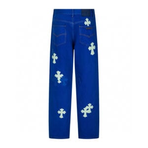 Chrome Hearts Royal Blue Contrast Cross Patch Jeans
