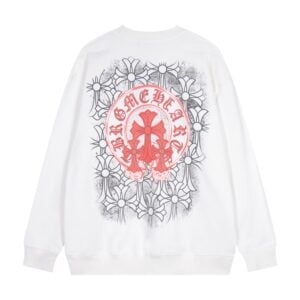 Chrome Hearts Red Cross White Crewneck Sweatshirt